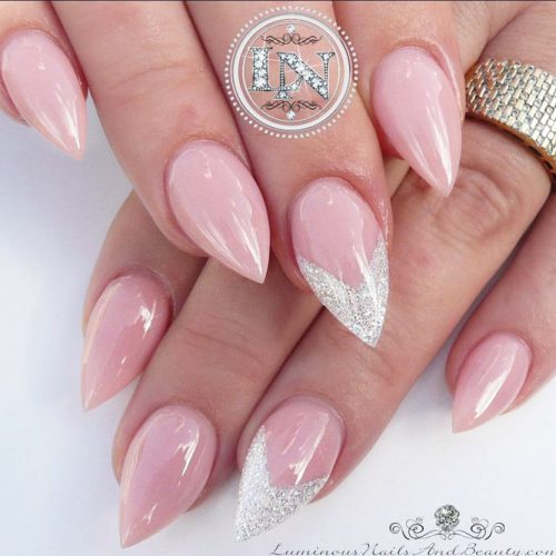 Nude Short Pointy Nail Design #nudepointynails