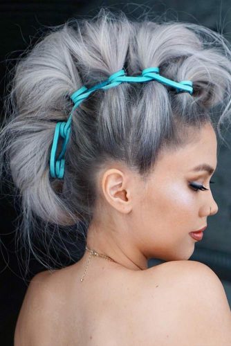 Faux Hawk Hairstyle With Silver Hair #fauxhawk