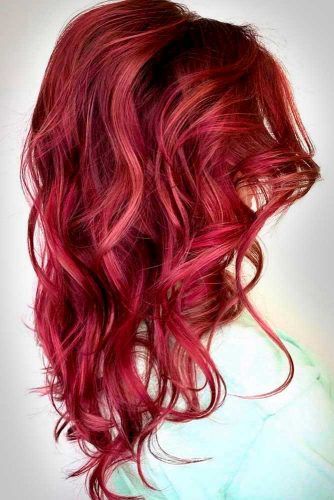 Cherry Red Layered Curls #cherryredhair #redhair