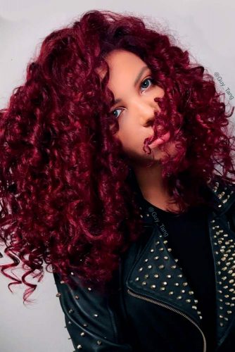 Dark Burgundy Shade For Extra Chic Look #mediumhair #curlyhair