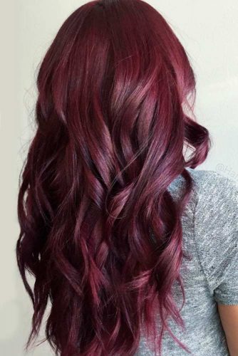 Dark Burgundy Shade For Long Hair #longhair #wavyhair