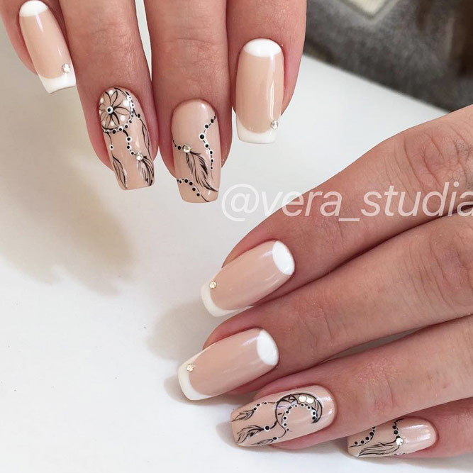 French-Style Dream Catcher Nail Designs