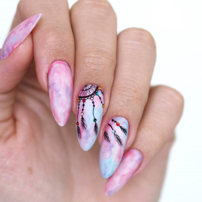 Marble Dream Catcher Nail Designs