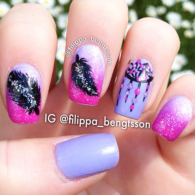 Dream Catcher Nail Designs With Ombre