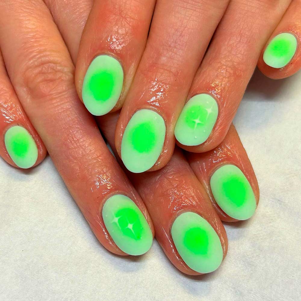 Mint-Green Aura Nails
