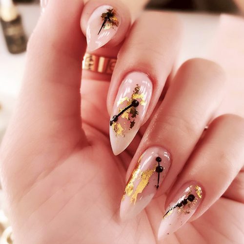 Nude Nails Designs with Gold Foil Picture 5