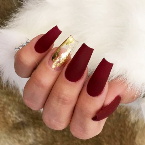 Gold Foil Nail Designs for Passionate Red Nails Picture 2