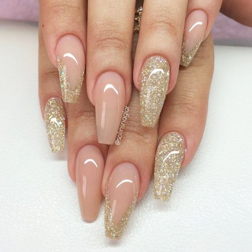 Sparkly Nail Art Designs With Gold Glitter picture 1