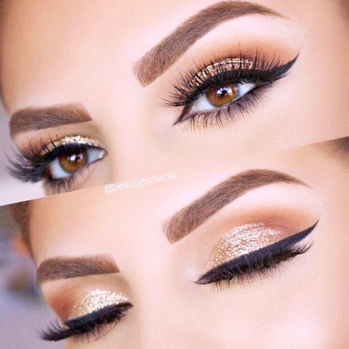 Eyes Makeup Ideas With Gold Glitter picture 6