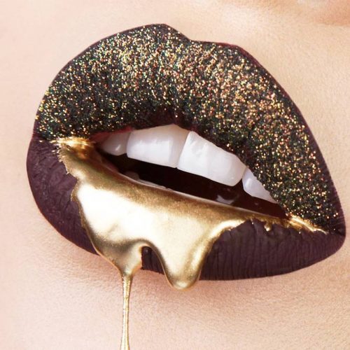 Lip Makeup Ideas With Gold Glitter picture 5