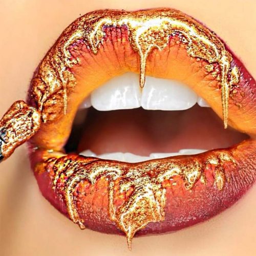 Ombre Lips With Gold Lipgloss #lipgloss #ombrelips