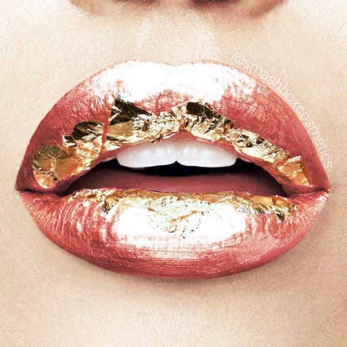 Lip Makeup Ideas With Gold Glitter picture 6