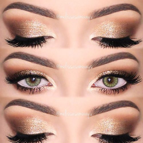 Eyes Makeup Ideas With Gold Glitter picture 4