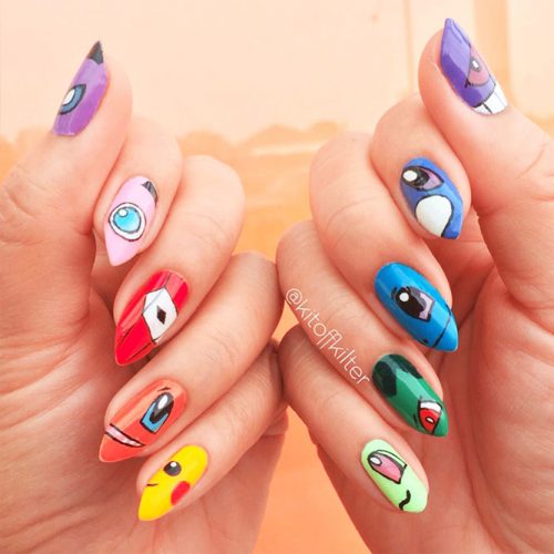 Awesome Bright Nails with a Pokemon Ball Picture 4