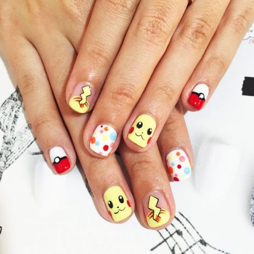 Awesome Bright Nails with a Pokemon Ball Picture 5