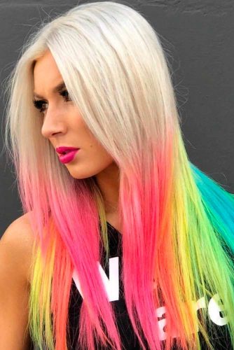 Partial Rainbow Long Hair Coloring #longhair 