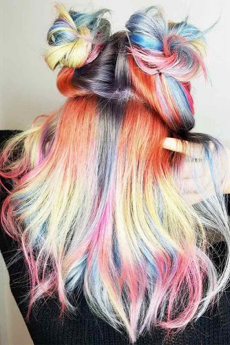 Medium Hair Length with the Rainbow Coloring Picture 6