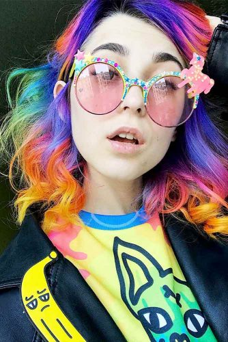 Medium Hair Length with the Rainbow Coloring Picture 5