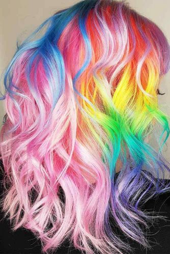 Medium Hair Length with the Rainbow Coloring Picture 1