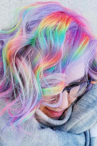 Medium Hair Length with the Rainbow Coloring Picture 2