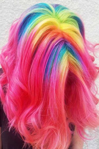 Medium Hair Length with the Rainbow Coloring Picture 4