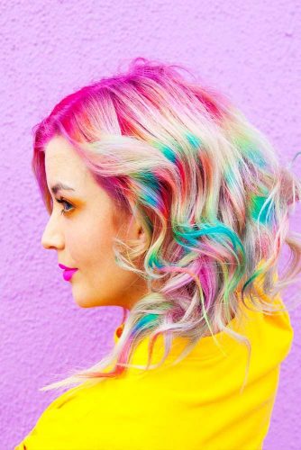 Medium Hair Length with the Rainbow Coloring Picture 3