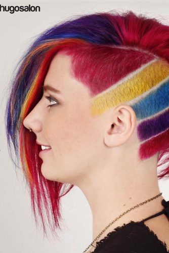 Undercut With Rainbow Hair Color #shorthair #undercut