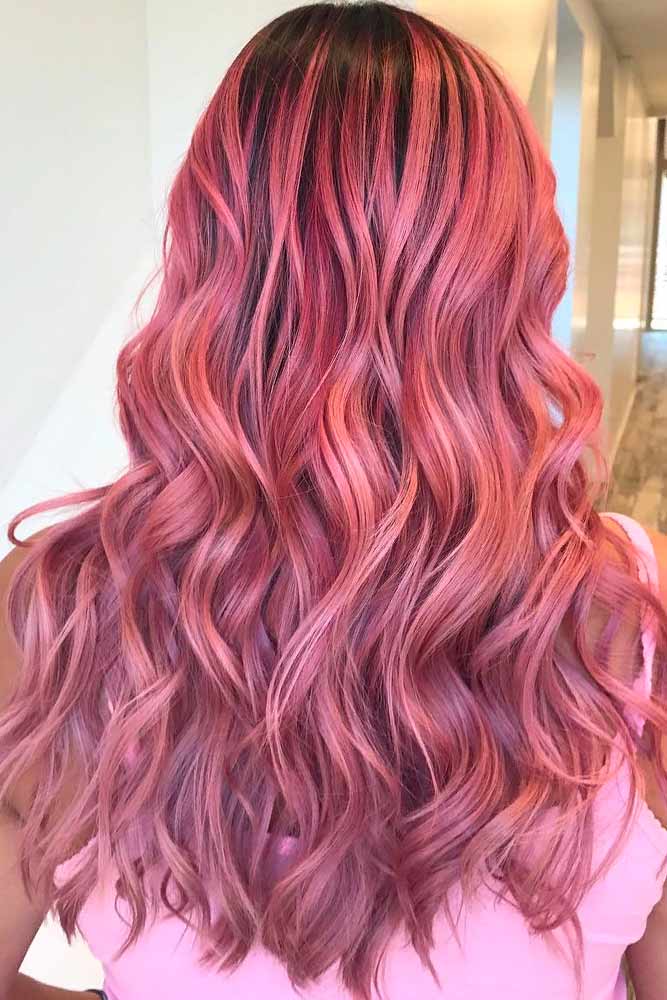 Stylish Ombre Rose Gold Hair #wavyhairstyles #longhair
