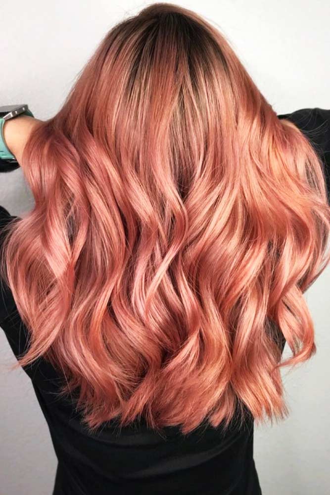 Rose gold highlights on deals blonde hair