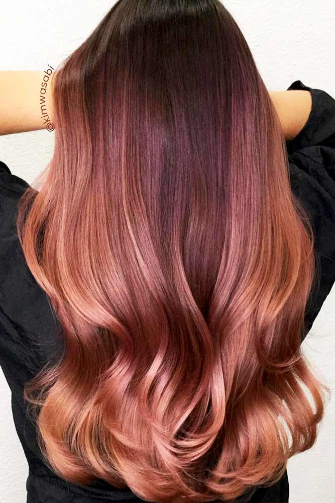 Peachy Shades of Rose Gold Hair Picture 5