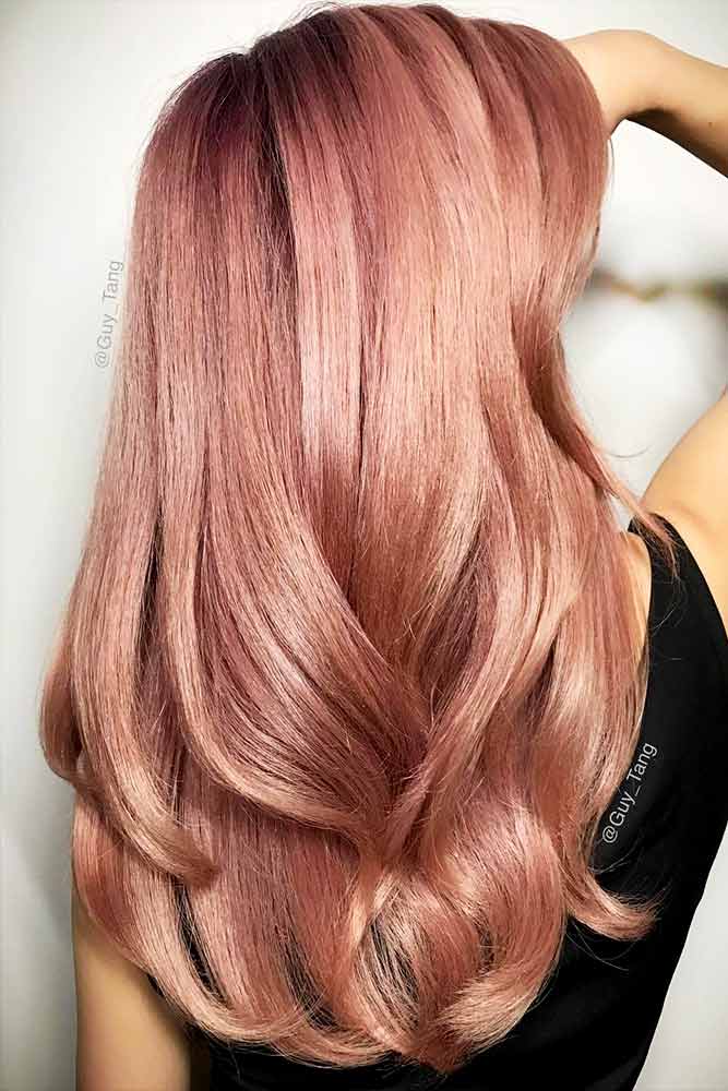 Peachy Shades of Rose Gold Hair Picture 1