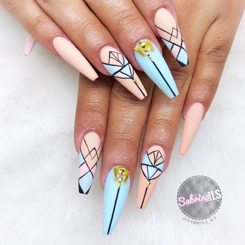 Geometric Shellac Nails Designs Picture 1