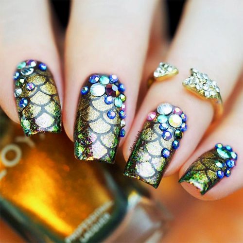 Shellac Nails Designs with Rhinestones for a Classy Look Picture 5