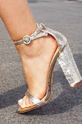 silver block heels for prom