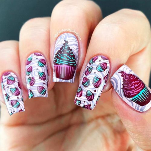 Acrylic Nail Designs Made With Stamping Technique Picture 3