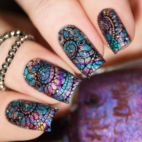 San Junipero Nail Polish - teal blue/green with shredded glitters –  Fanchromatic Nails