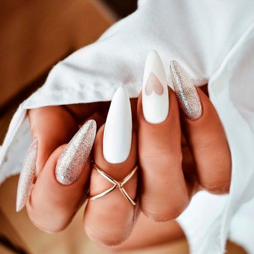 White Nails With Glitter #glitternails #whitenails