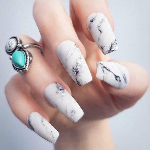 Ballerina Nails With Classic Marble Effect #marblenails