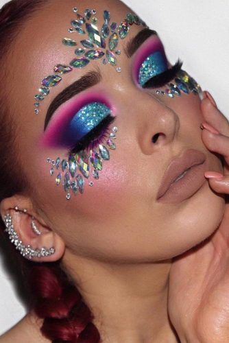 Crystal Makeup For Festival Party #nudelips #brighteyeshadow