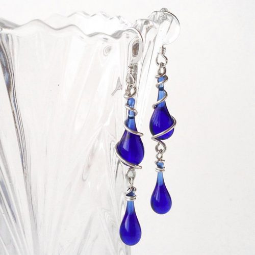 Amazing Earrings Designs In The Blue Cobalt Color picture 1