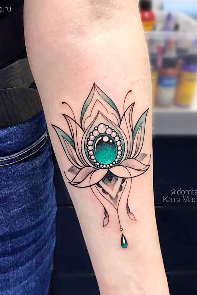 Arm Lotus Flower Tattoo Design #armtattoo