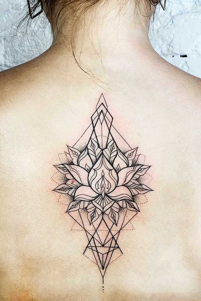 Geometric Lotus Flower Tattoo