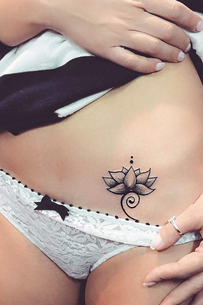 Lotus Flower Tattoo For Belly #bellytattoo