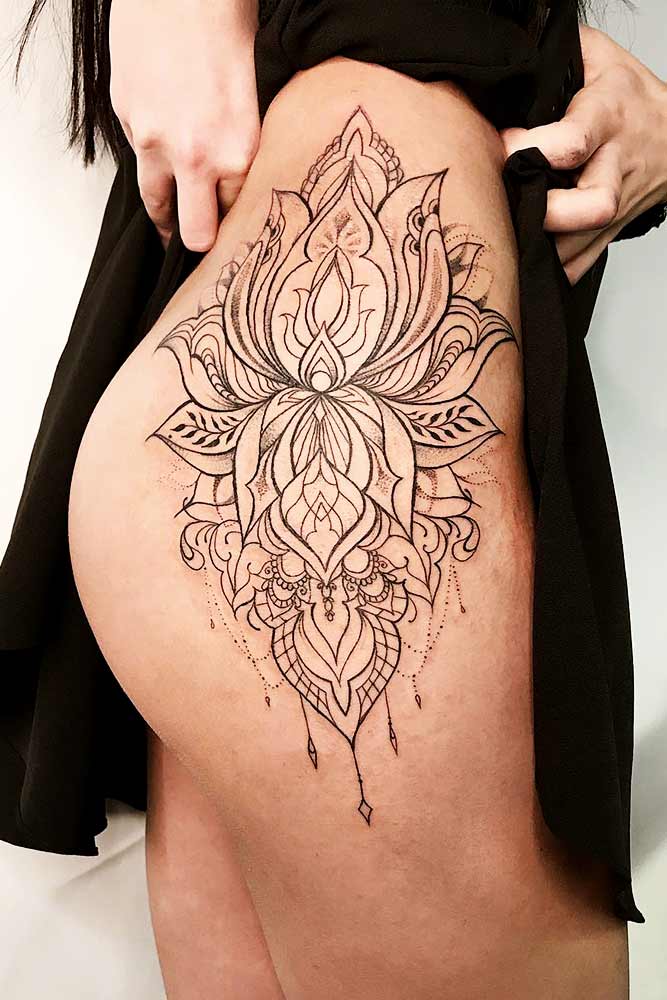 lotus tattoo hip