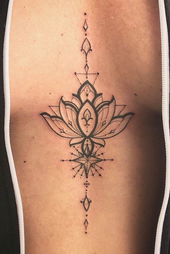 Tattoo uploaded by Tattoodo • Unalome sternum tattoo with lotus by  miko_nyctattoo #mikonyctattoo #unalome #lotus #watercolor #color #sternum  #buddhism #buddhist #symbol • Tattoodo