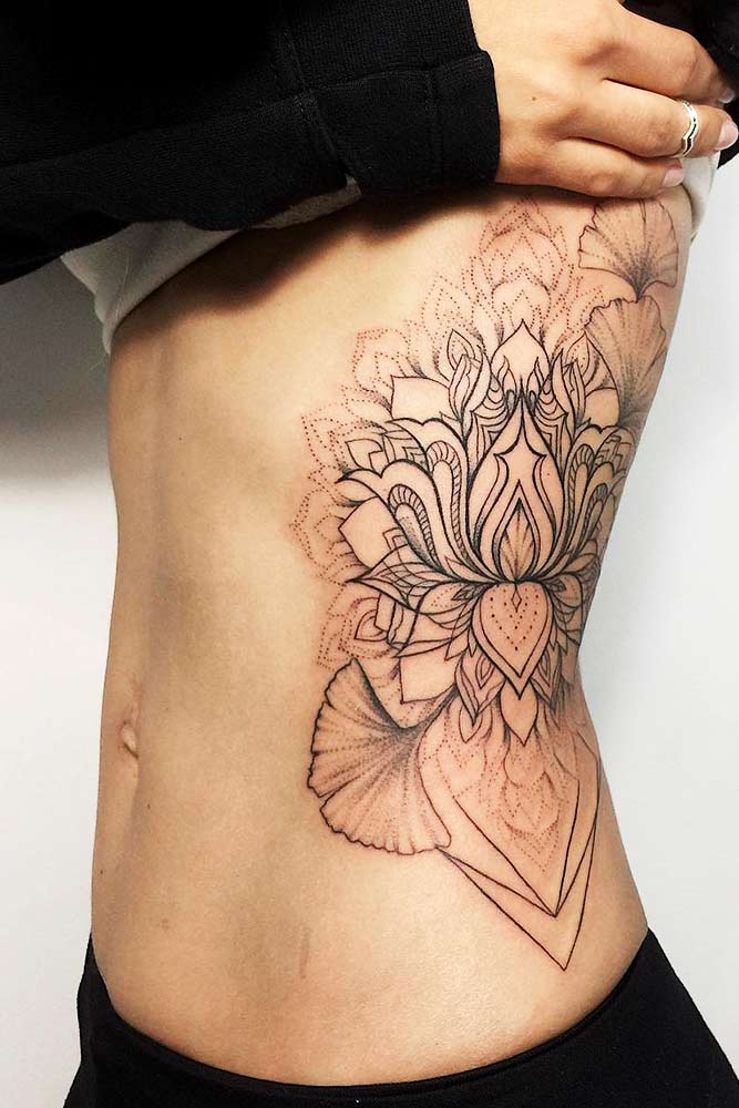 Lotus Tattoo On A Side Picture 2