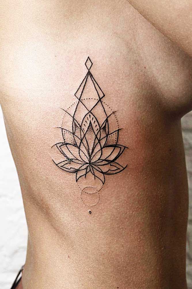 Lotus Tattoo On A Side Picture 1