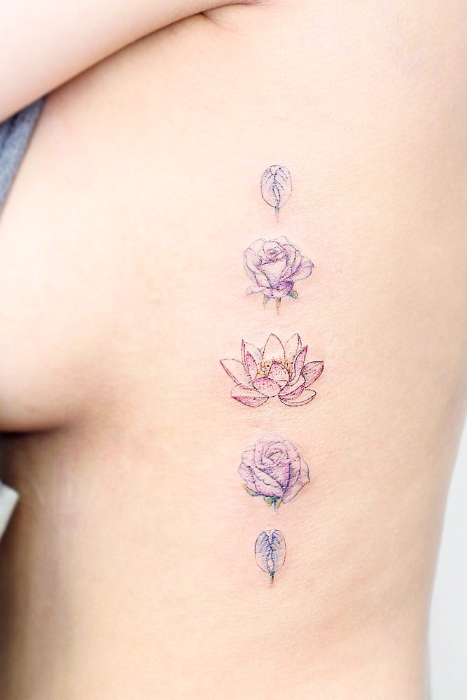 Mini Lotus Flower Tattoo On The Side #sidetattoo 