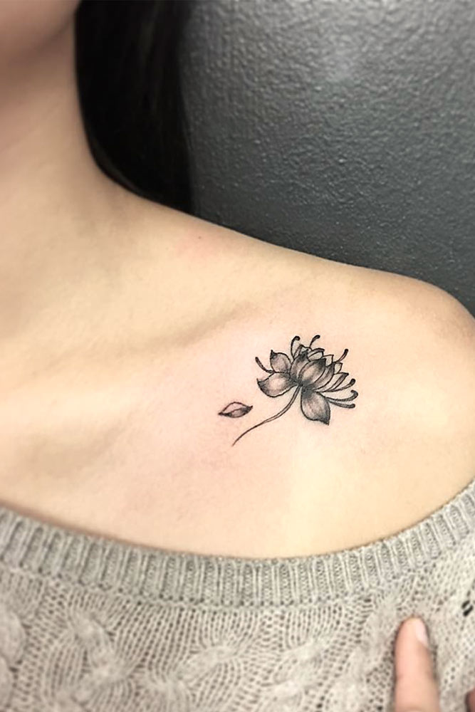 small lotus flower foot tattoos