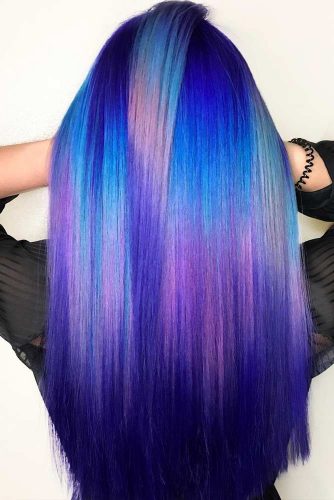 Electric Blue Hair With Plum Spots